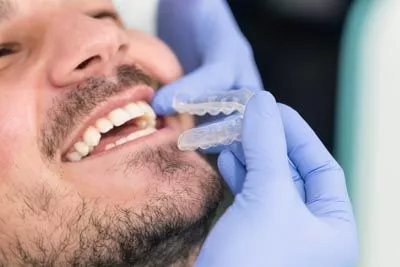 patient being fitted for his ClearCorrect aligners at Beavercreek Dental